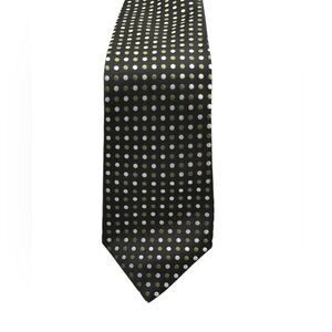 Geoffrey Beene Silk Polka Dot Tie Black with Green‎ and White Dots